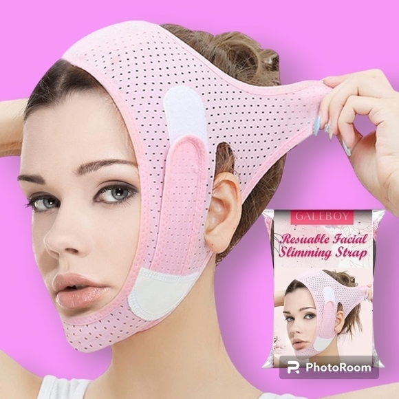 Pink Double Chin Reducing Reusable Face Slimming Strap - Picture 1 of 8
